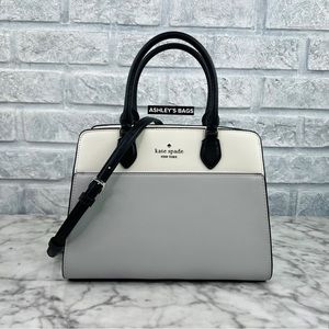 Kate Spade Madison Colorblock Medium Satchel Crossbody In Platinum Grey